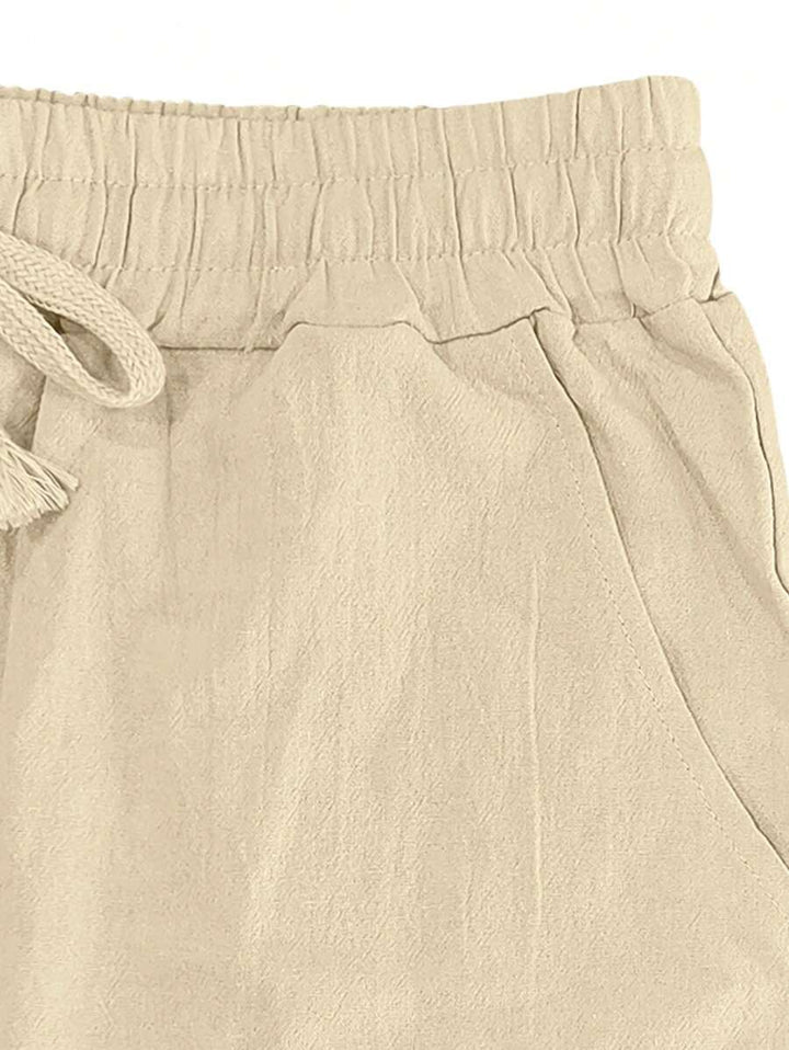 MATHIS | LEKKIE SPODNIE Z LNU Z SZNURKIEM