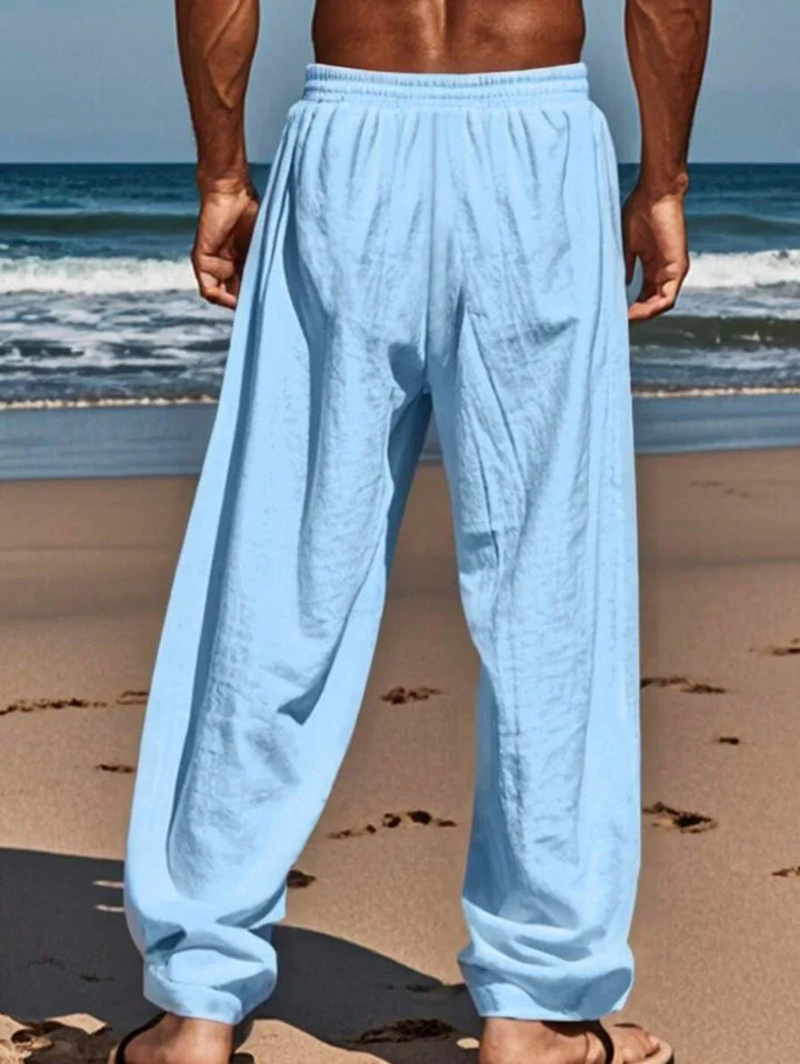 MATHIS | LEKKIE SPODNIE Z LNU Z SZNURKIEM