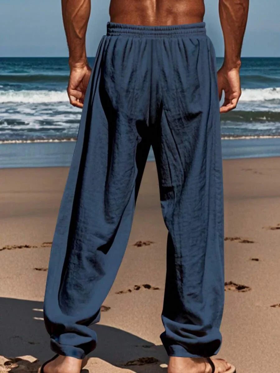 MATHIS | LEKKIE SPODNIE Z LNU Z SZNURKIEM