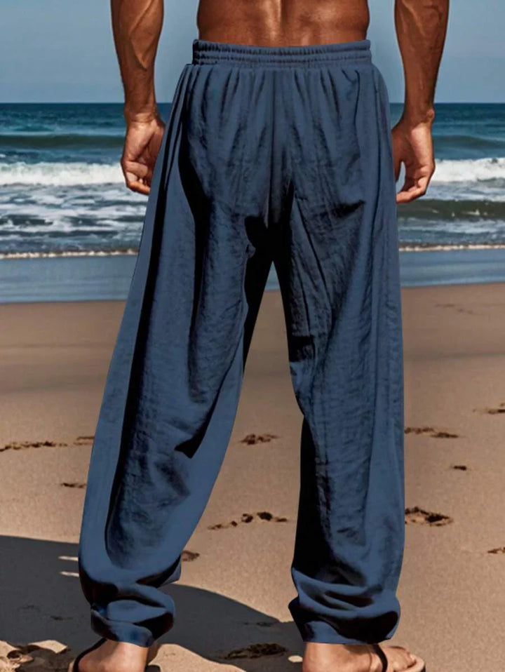 MATHIS | LEKKIE SPODNIE Z LNU Z SZNURKIEM