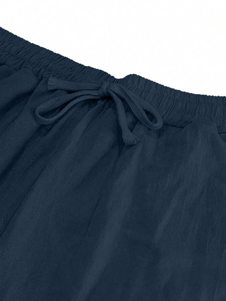 MATHIS | LEKKIE SPODNIE Z LNU Z SZNURKIEM