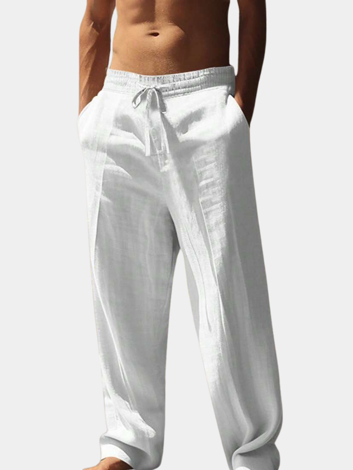 MATHIS | LEKKIE SPODNIE Z LNU Z SZNURKIEM