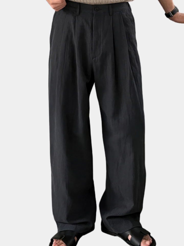 LOUIS | SPODNIE Z LNU Z SZEROKIMI NOGAWKAMI